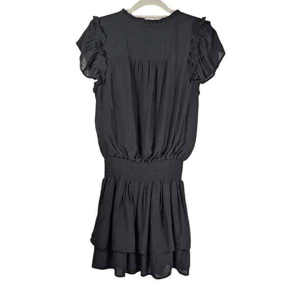 Paige Black Smocked Mini Dress Size S Boho Romantic Feminine Cottagecore - Picture 5 of 15